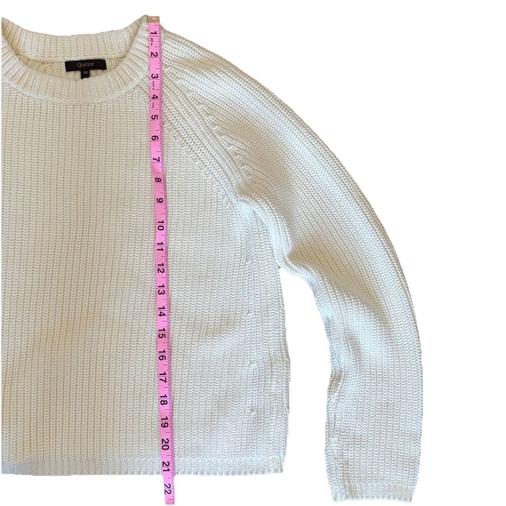 Quince Women 100% Organic Cotton Fisherman Crew Sweater Sleeved Top Ivory M - Picture 7 of 9